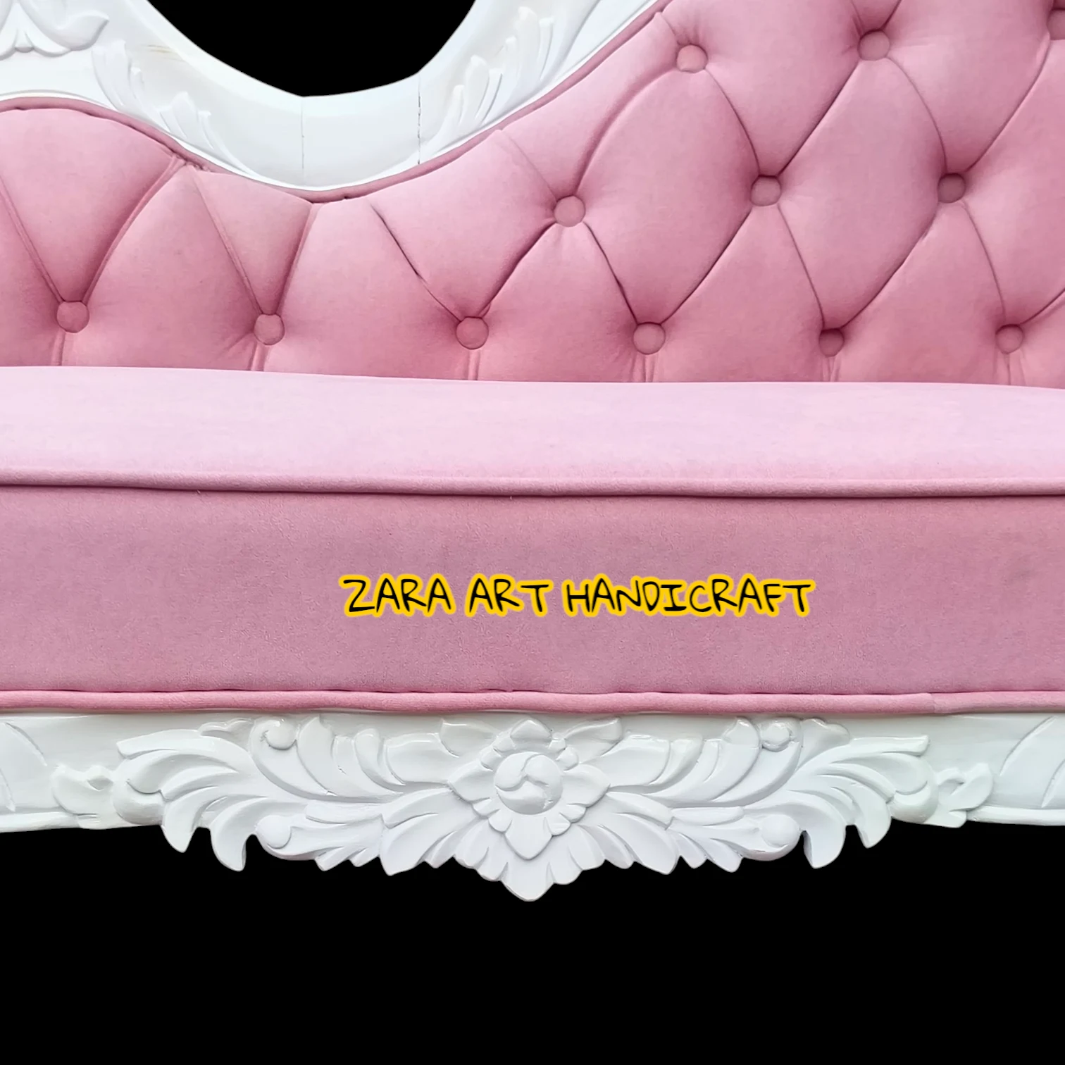 Royal Hand Carved Wooden Chaise Lounge Sofa - Image 7